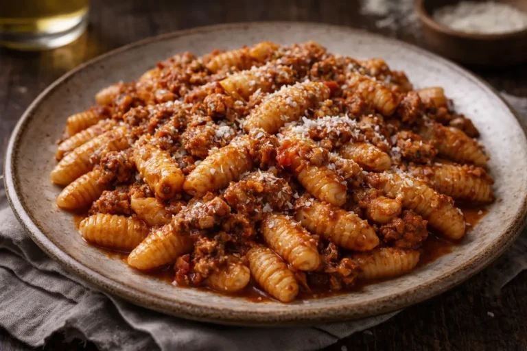 Sardinian gnocchetti pasta with sausages
