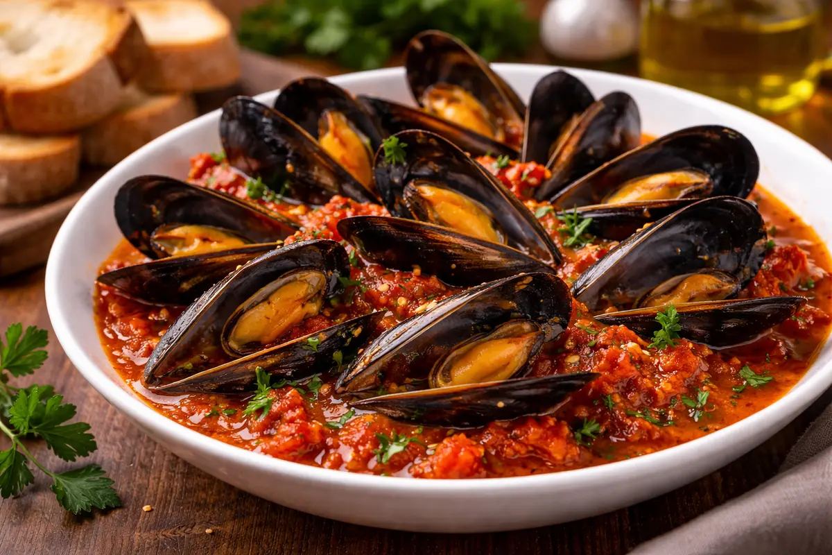 mussels in tomato sauce from south italy