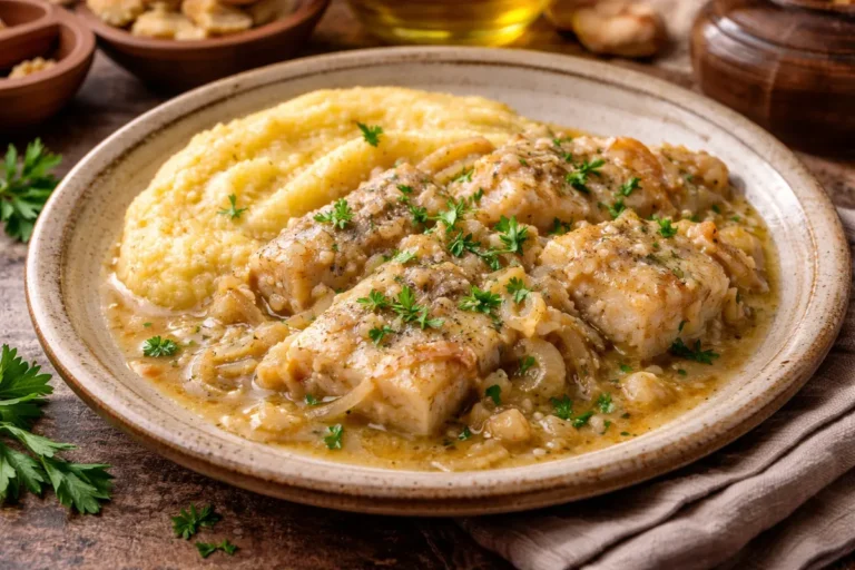 Baccalà alla Vicentina with polenta traditional Venetian dish