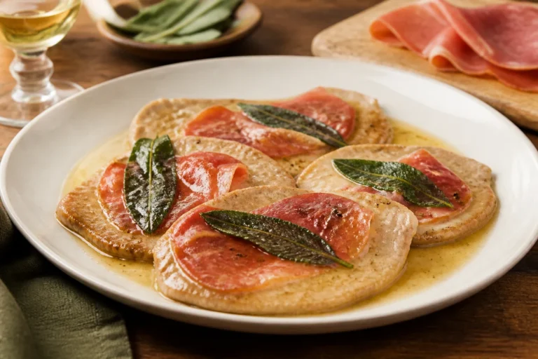 Saltimbocca alla romana veal slices with prosciutto sage and white wine sauce