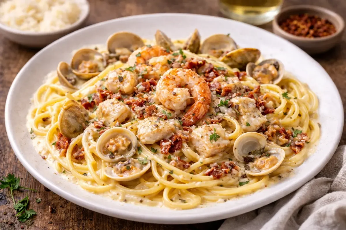 Seafood carbonara